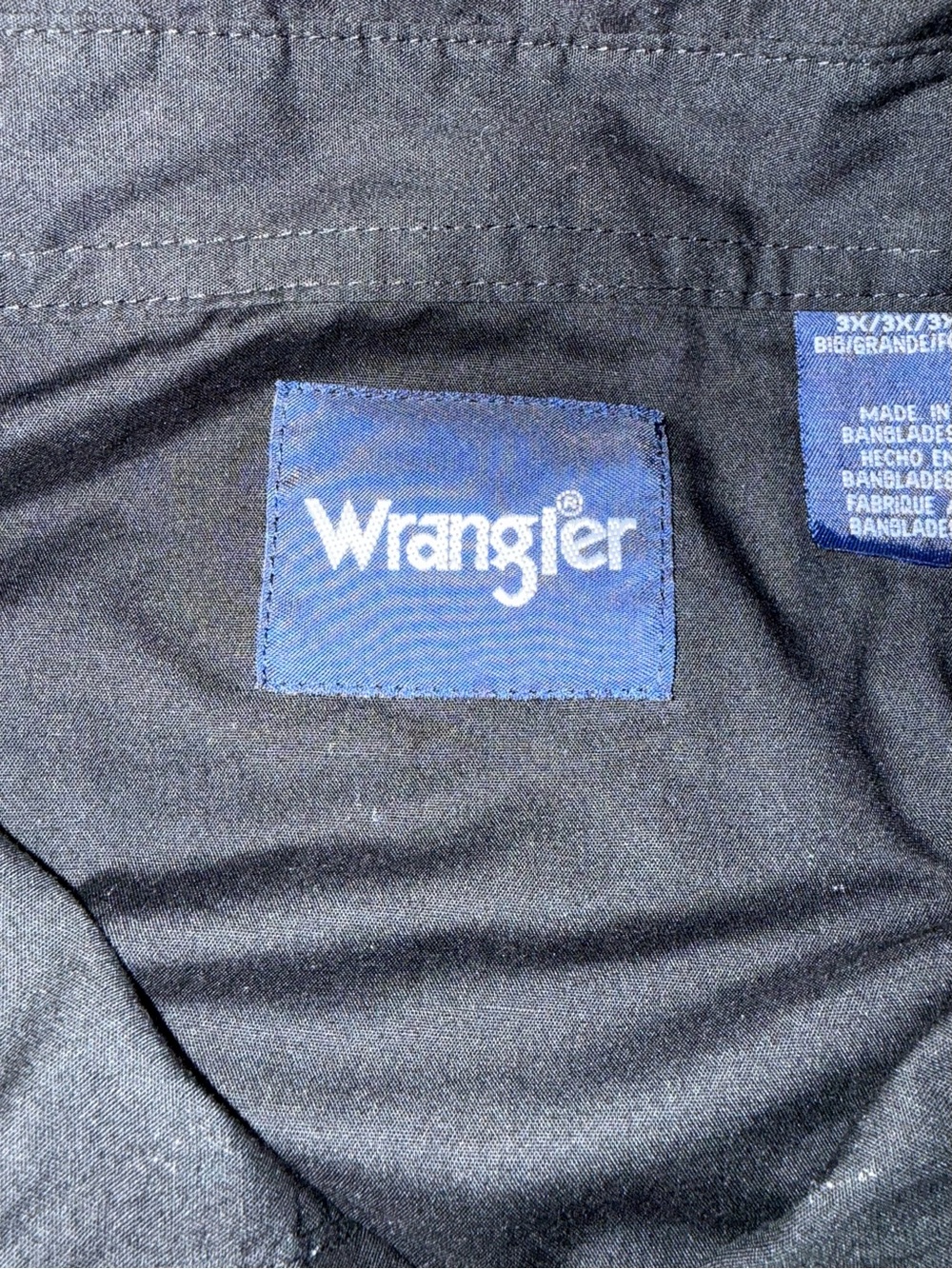 Men’s Wrangler Black Long-Sleeve Button-Down Western Shirt with snaps Size 3X - Picture 3 of 4
